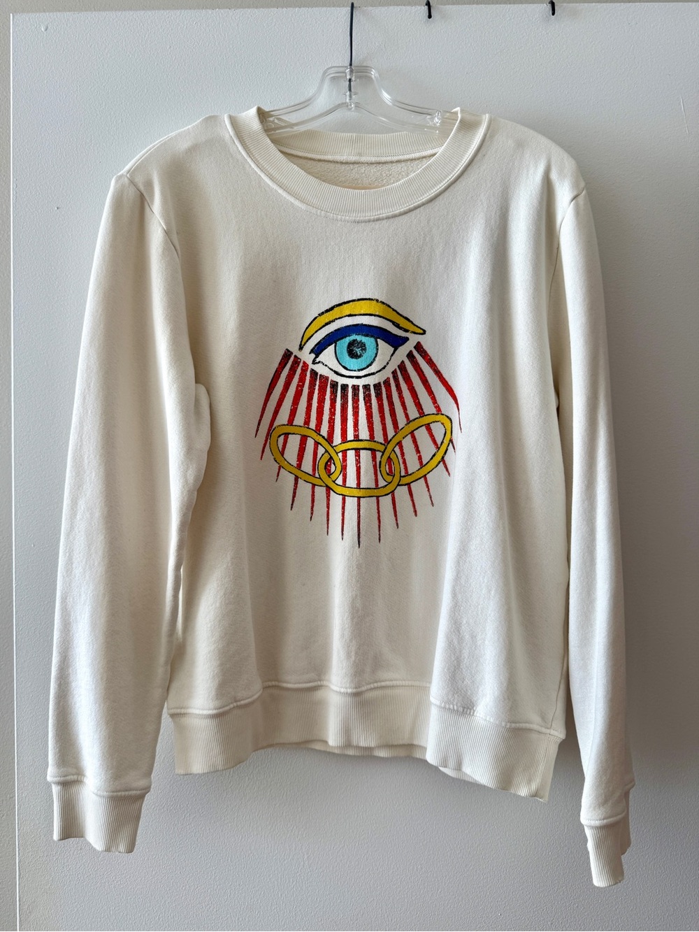 Raquel Allegra Evil Eye Cream Crewneck Sweatshirt
